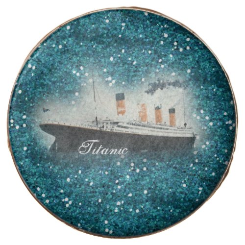 Titanic Sapphire Glitter White Star Line Ship Chocolate Covered Oreo