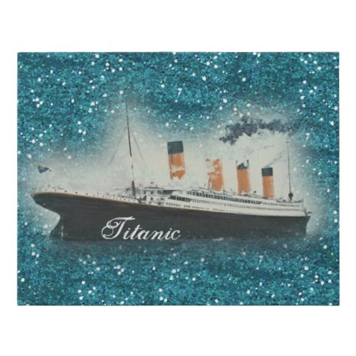 Titanic Sapphire Glitter White Star Line Ship Faux Canvas Print