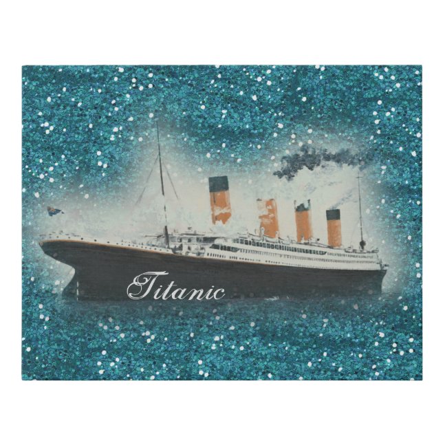 Titanic Sapphire Glitter White Star Line Ship Faux Canvas Print (Front)