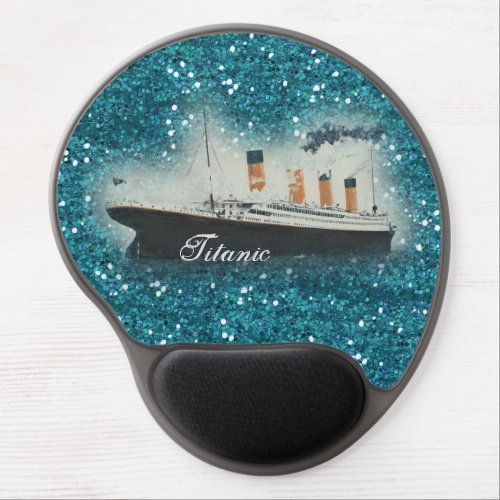 Titanic Sapphire Glitter White Star Line Ship Gel Mouse Pad
