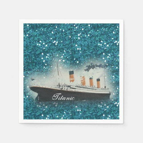 Titanic Sapphire Glitter White Star Line Ship Napkins