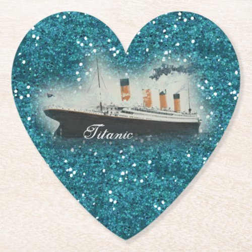 Titanic Sapphire Glitter White Star Line Ship Paper Coaster