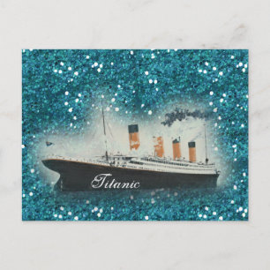 Titanic Sapphire Glitter White Star Line Ship Postcard