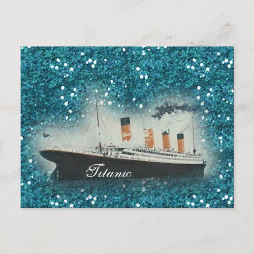 Titanic Sapphire Glitter White Star Line Ship Postcard