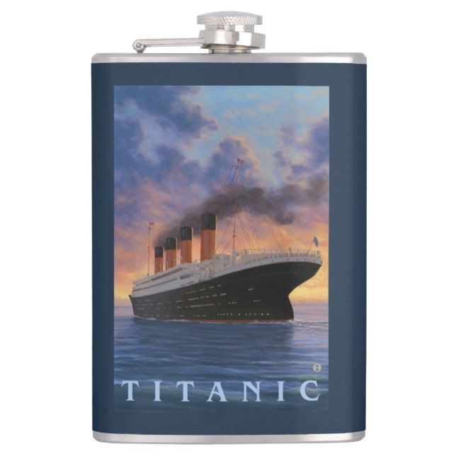 Titanic SceneWhite Star Line Flask (Front)
