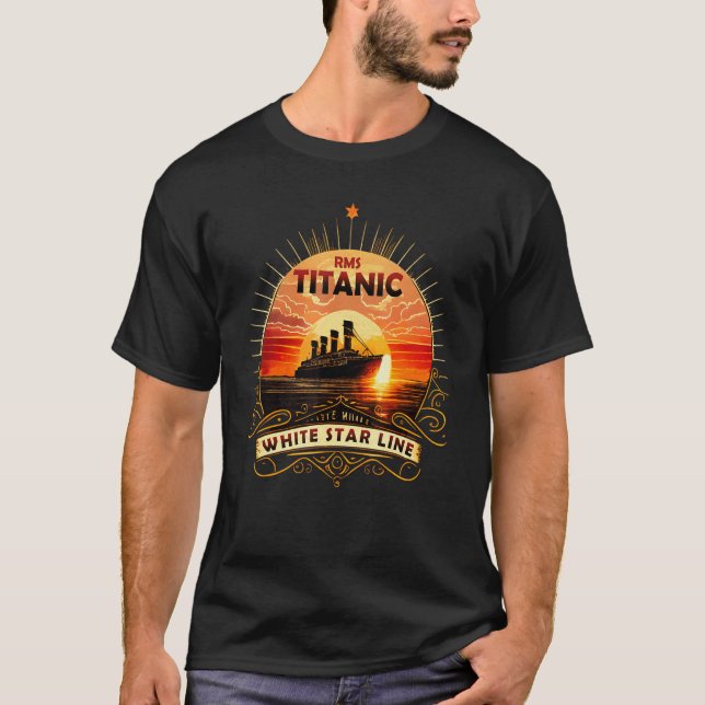 Titanic Ship Atlantic Ocean Cruise Voyage Old Vint T-Shirt (Front)