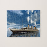 Titanic ship jigsaw puzzle<br><div class="desc">Famous Titanic ship floating among icebergs on the water by cloudy day - 3D render</div>