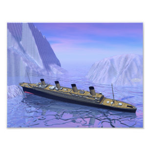 Titanic ship sinking - 3D render Photo Print