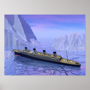 Titanic ship sinking - 3D render Poster