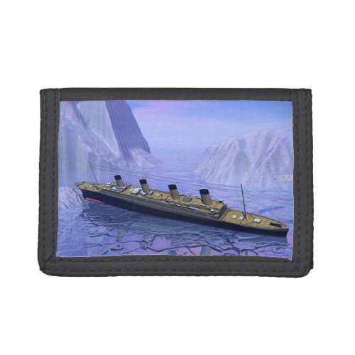 Titanic ship sinking _ 3D render Trifold Wallet