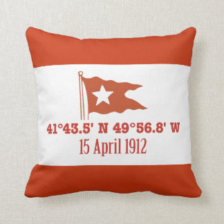 Titanic Sinking GPS Coordinates & White Star Flag Throw Pillow