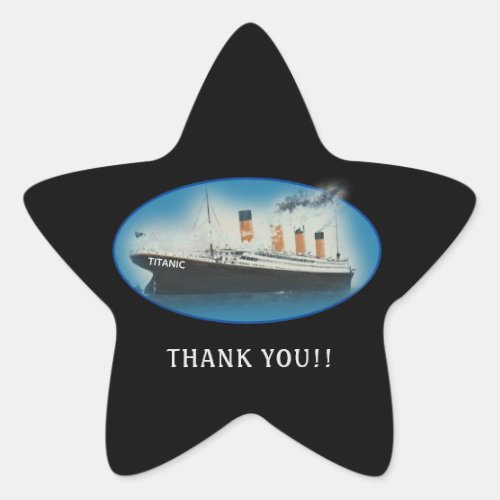 Titanic Thank You Black Favor Star Sticker