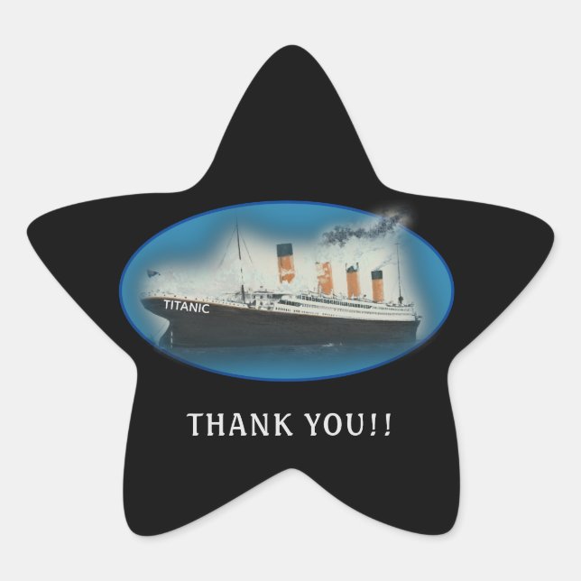 Titanic Thank You Black Favor Star Sticker (Front)
