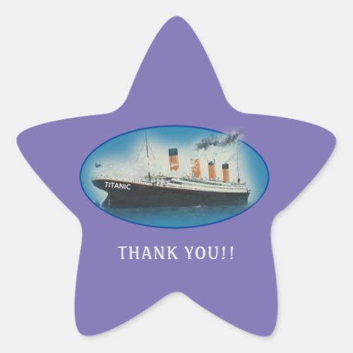 Titanic Thank You Purple Favor Star Sticker
