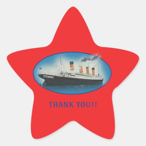 Titanic Thank You Red Favor  Star Sticker
