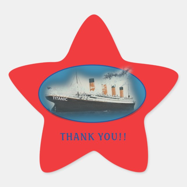 Titanic Thank You Red Favor  Star Sticker (Front)