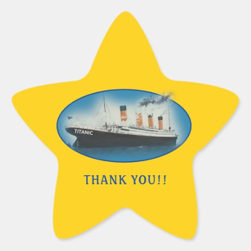 Titanic Thank You Yellow Favor Star Sticker