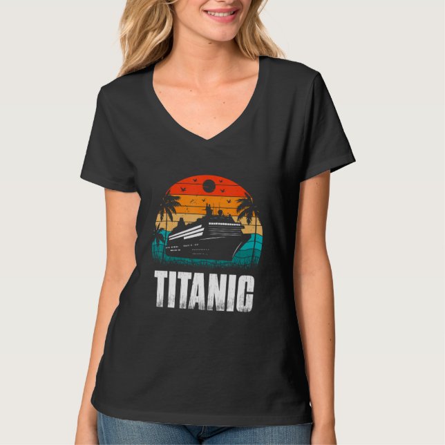 Titanic The Unsinkable Ship Retro Sunset Enthusias T-Shirt (Front)