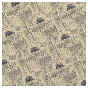 Titanic Tiled Passenger Ticket Image Fabric