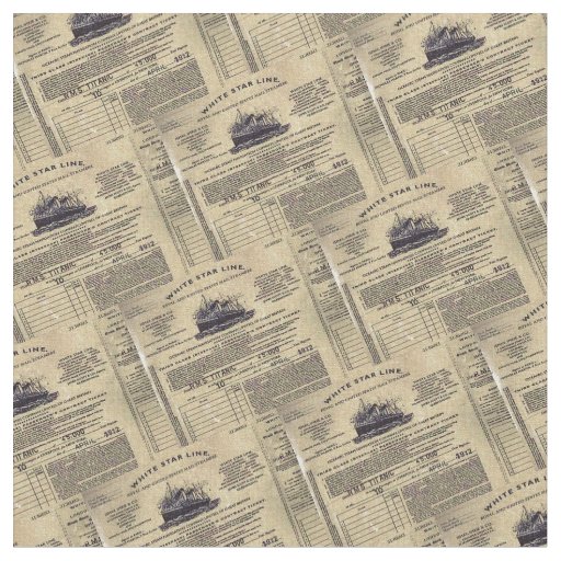 Titanic Tiled Passenger Ticket Image Fabric