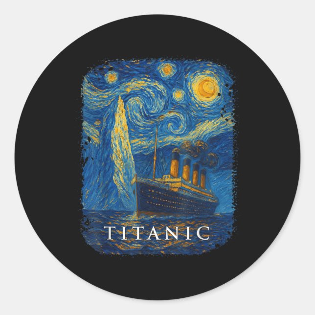 Titanic Van Gogh Starry Night  Classic Round Sticker (Front)