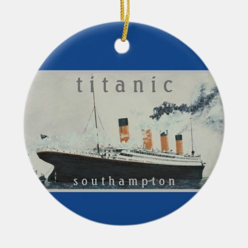 TITANIC Vintage Blue White Star Line Ship Ceramic Ornament