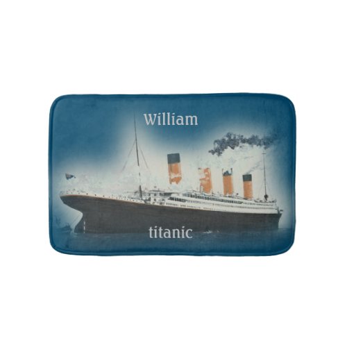 Titanic Vintage Dark Blue Sea White Star Line Ship Bath Mat