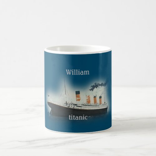 Titanic Vintage Dark Blue Sea White Star Line Ship Coffee Mug