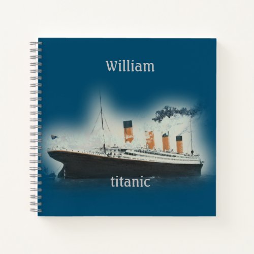 Titanic Vintage Dark Blue Sea White Star Line Ship Notebook