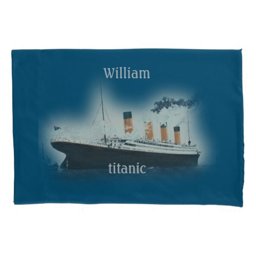 Titanic Vintage Dark Blue Sea White Star Line Ship Pillow Case