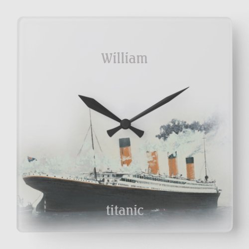 Titanic Vintage Iceberg Gray White Star Line Ship Square Wall Clock