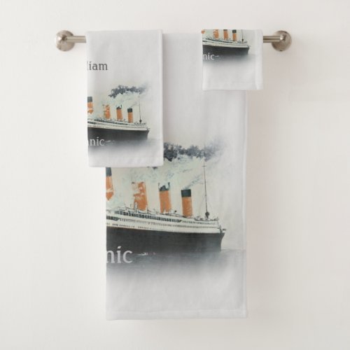 Titanic Vintage Iceberg Grey White Star Line Ship Bath Towel Set