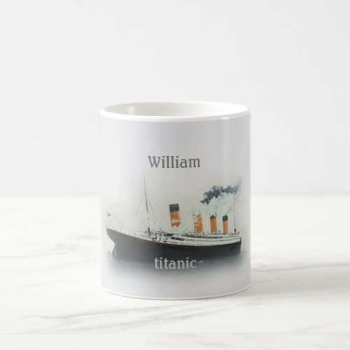 Titanic Vintage Iceberg Grey White Star Line Ship Coffee Mug