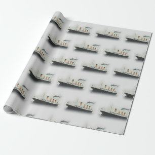 Titanic Vintage Iceberg Grey White Star Line Ship Wrapping Paper