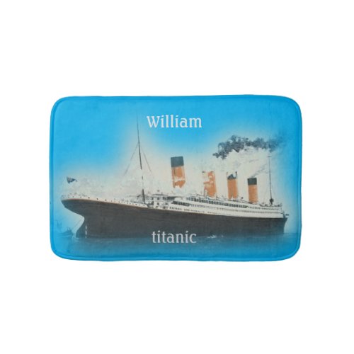 Titanic Vintage Ocean Blue White Star Line Ship Bath Mat