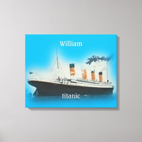 Titanic Vintage Ocean Blue White Star Line Ship Canvas Print