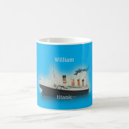 Titanic Vintage Ocean Blue White Star Line Ship Coffee Mug
