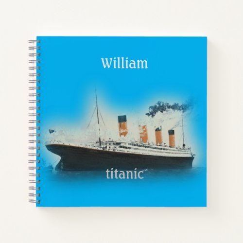 Titanic Vintage Ocean Blue White Star Line Ship Notebook