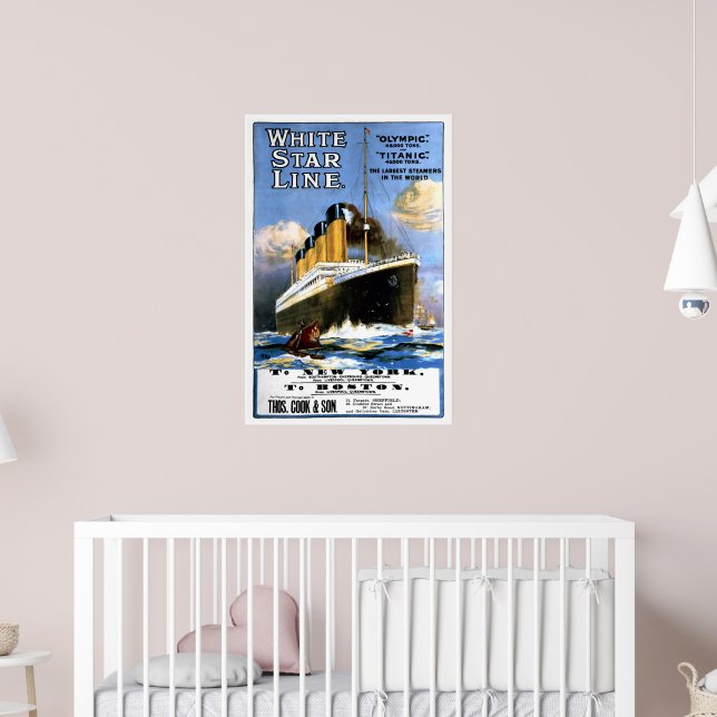VINTAGE WHITE STAR LINE TITANIC OLIMPICO 1911 STAMPA POSTER WALL - Foto 8