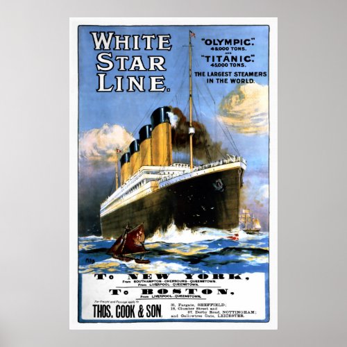 Titanic White Star Line Advertisement Poster