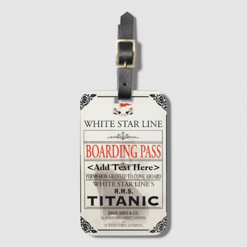 Titanic White Star Line Boarding Pass _ Add Text Luggage Tag