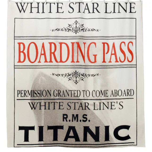 Titanic White Star Line Boarding Pass Shower Curtain Zazzle