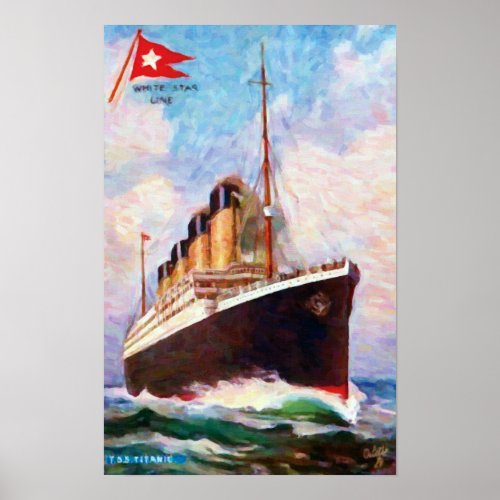 Titanic White Star Line Oil Painting Poster