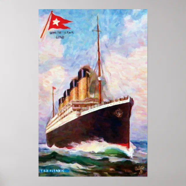 Titanic White Star Line Oil Painting Poster | Zazzle