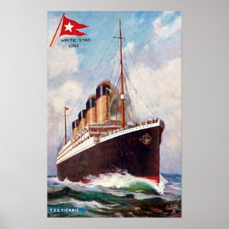Titanic White Star Line Painting Poster