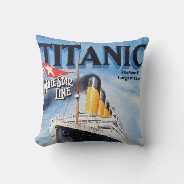 Titanic White Star Line Poster Throw Pillow (Front)