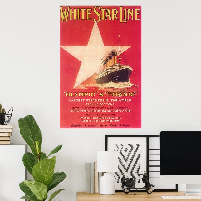 Titanic White Star Line Vintage Poster | Zazzle