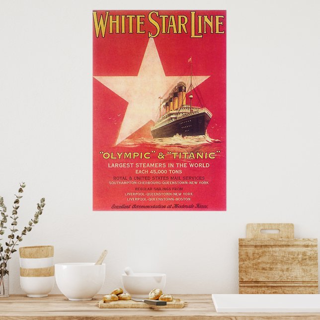 Titanic White Star Line Vintage Poster | Zazzle