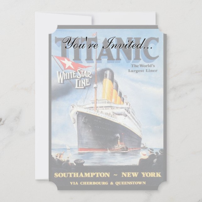 Titanic White Star Line - World's Largest Liner Invitation (Front)