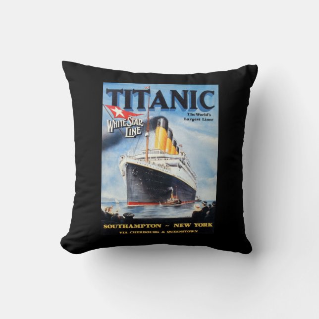 Titanic White Star Line - World's Largest Liner Throw Pillow (Front)